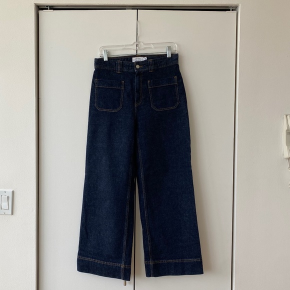 Wide Leg Cropped Patch Pocket Jeans - Picture 3 of 6